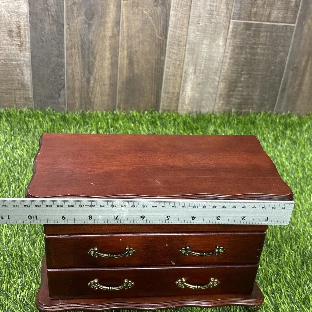 Vintage Wooden Jewelry Box w Mirror‎ Claw Feet Drawers Feminine Decor